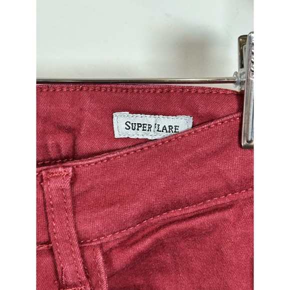 Judy Blue Super Flare Jeans Sz 9/29 Burgundy Stretch Western Raw Cuffed Hem - Picture 3 of 6